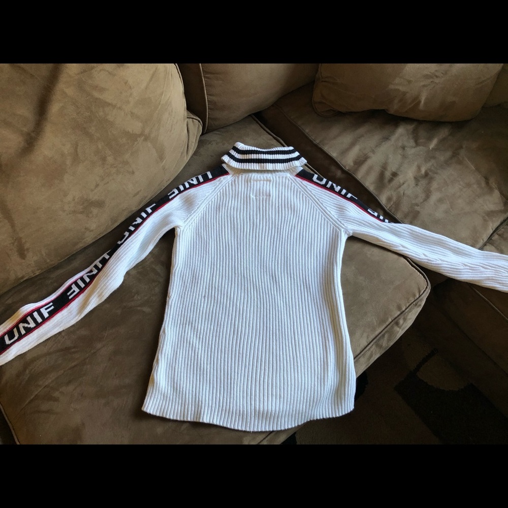 UNIF Cropped Top Badsport White Turtleneck Sweater - Picture 9 of 13